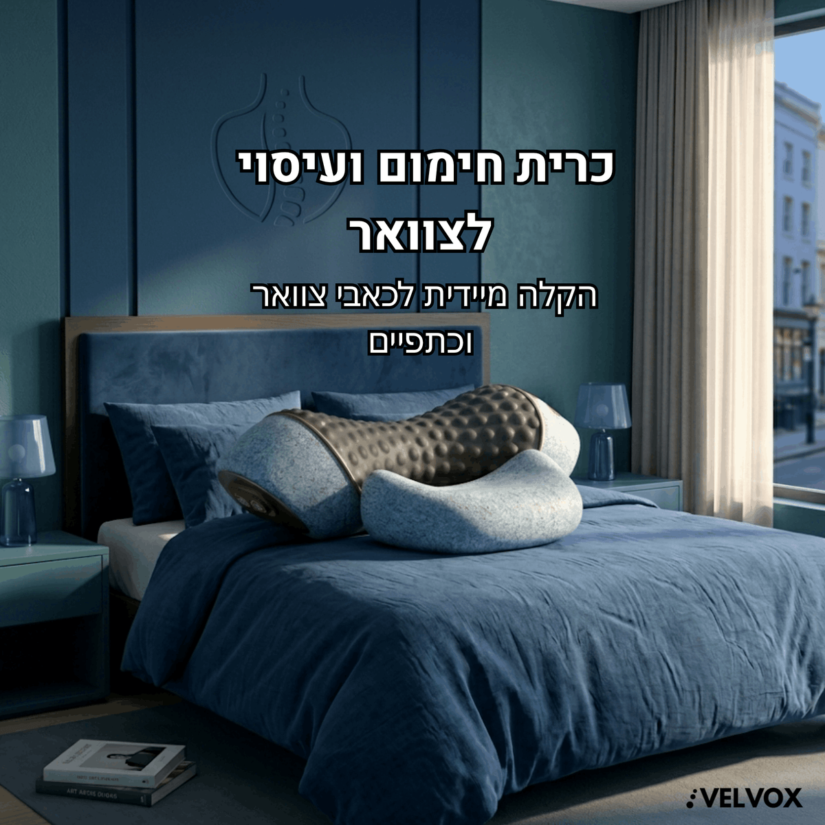 ™VELVOX - כרית עיסוי וחימום ארגונומית לשחרור מתחים עמוקים בצוואר ובכתפיים