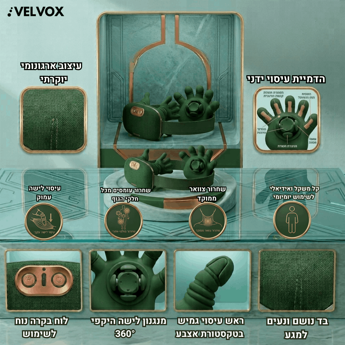 VELVOX™ -   מכשיר עיסוי 3D במגע אנושי לשחרור שרירים עמוק בכל הגוף
